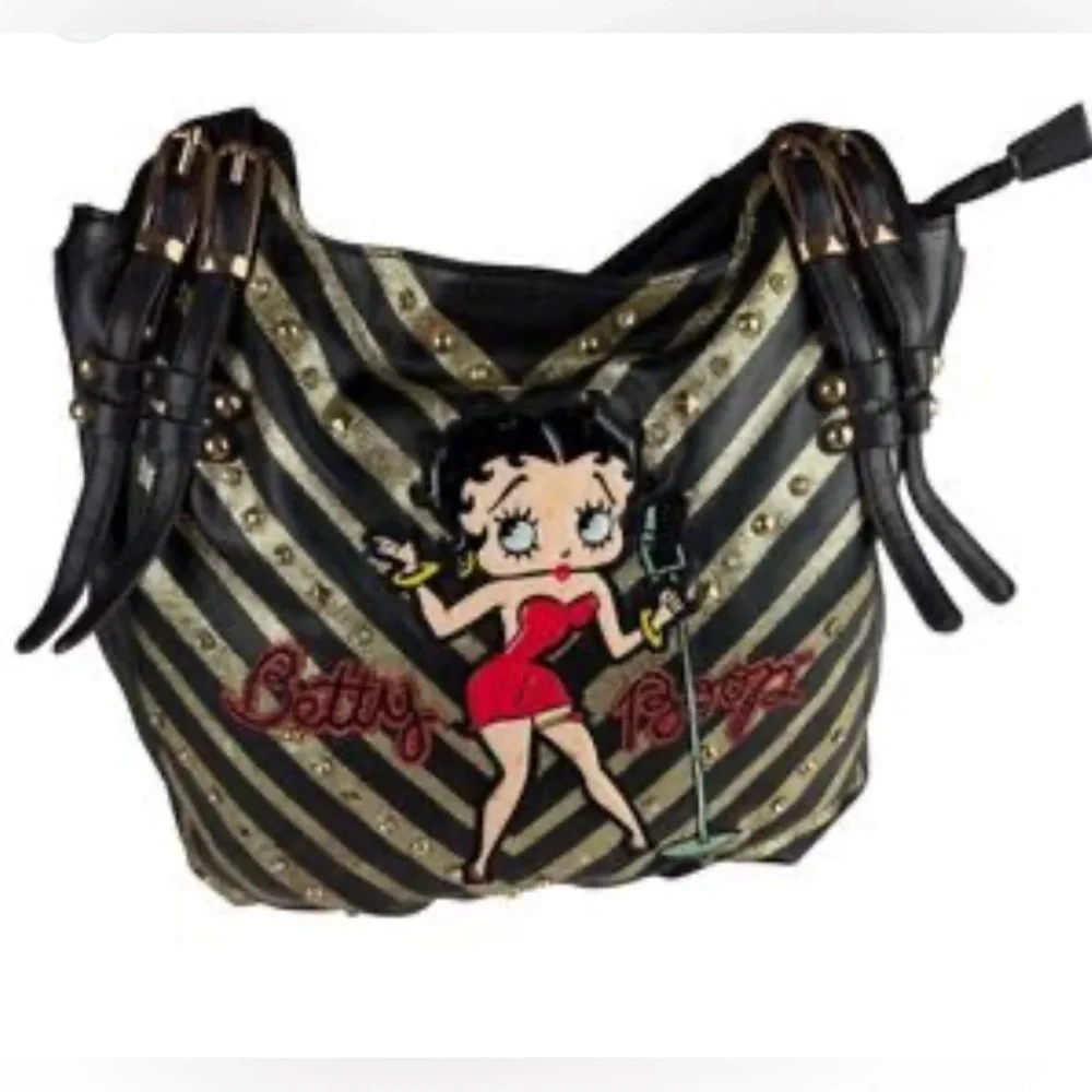Betty Boop Black and Gold Hobo Bag